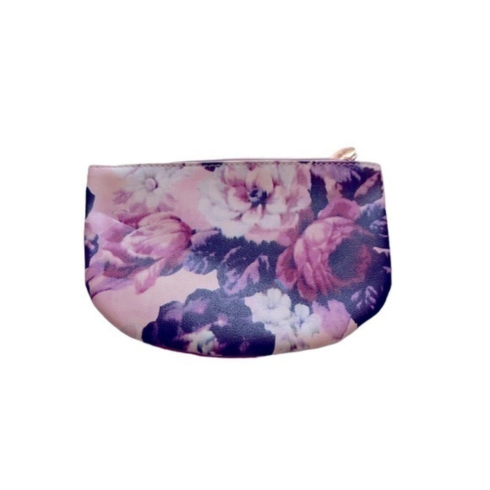 Ipsy Pink and Purple Flowered Makeup Bag